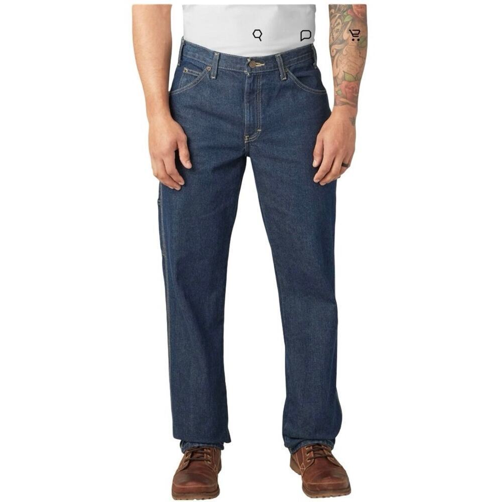 Dickies Men’s Relaxed Fit Carpenter Jeans Rinsed Indigo Size 30X30